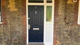 Steel-insulated fire door from Gerda Security’s Contemporary Range installed in a residential flat entrance.