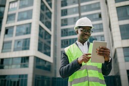Fire safety engineer conducting an inspection in a high-rise residential building
