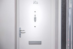 A Gerda Security fire doorset installed in a residential high-rise building