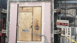 Gerda fire door set being tested for fire resistance and smoke control at an accredited facility.